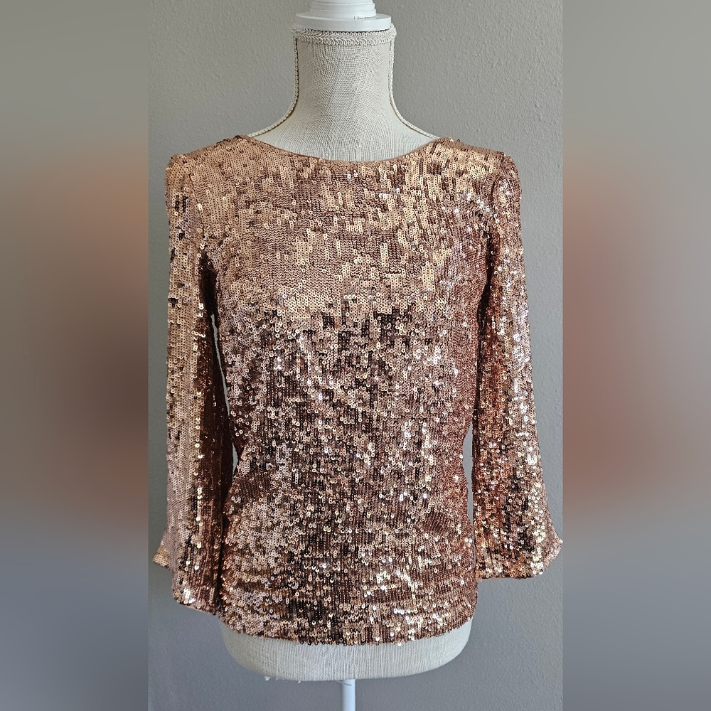 Anthrologopie Metallic Blush Top